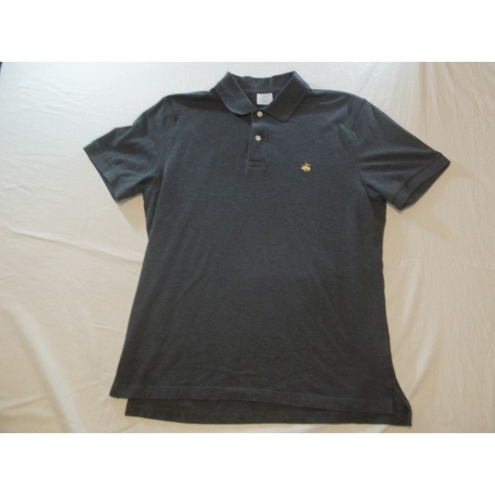 Brooks Brothers 1818 Mens Size XL Gray Short Sleeve Polo Shirt Slim Fit Menswear